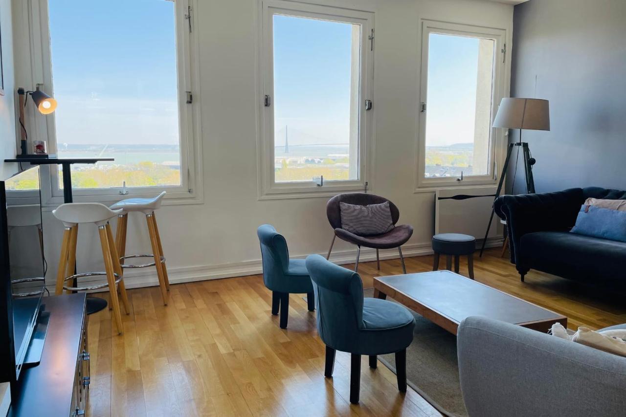 Appartement Vue Panoramique sur la Baie de Seine Parking à Honfleur Extérieur photo