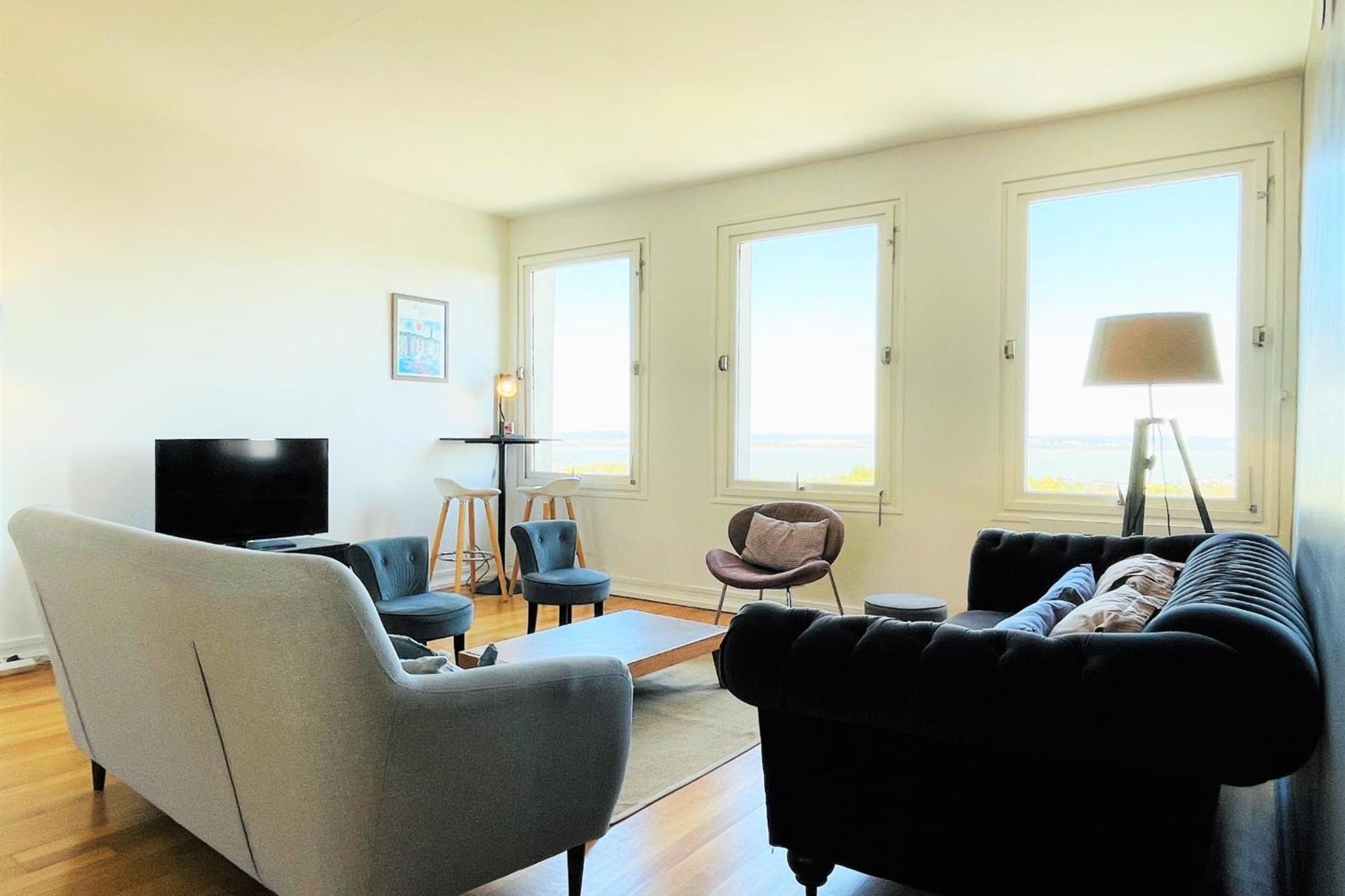 Appartement Vue Panoramique sur la Baie de Seine Parking à Honfleur Extérieur photo